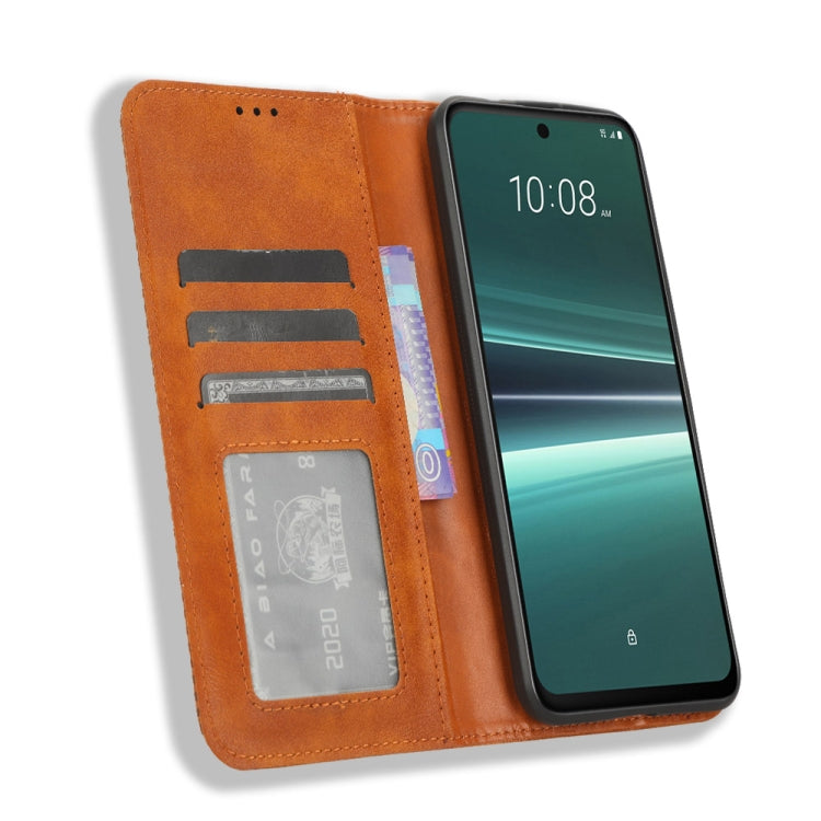 For HTC U23 / U23 Pro Magnetic Buckle Retro Texture Leather Phone Case