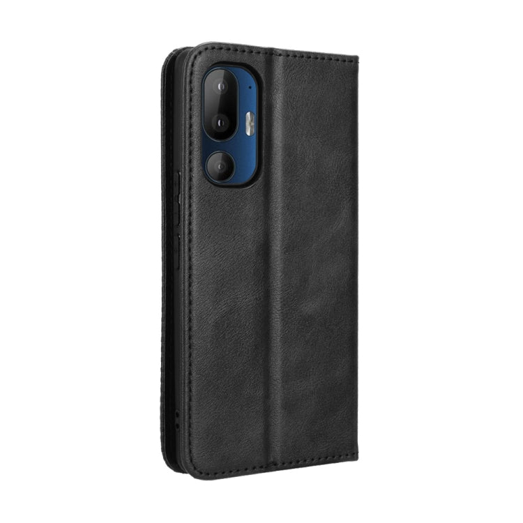 For HTC U24 Pro Magnetic Buckle Retro Texture Leather Phone Case