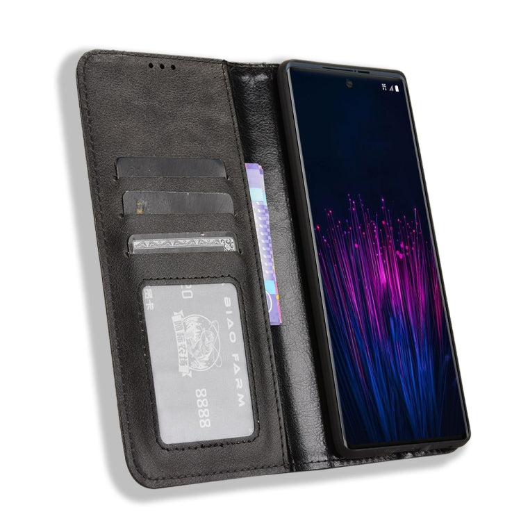 For HTC U24 Pro Magnetic Buckle Retro Texture Leather Phone Case