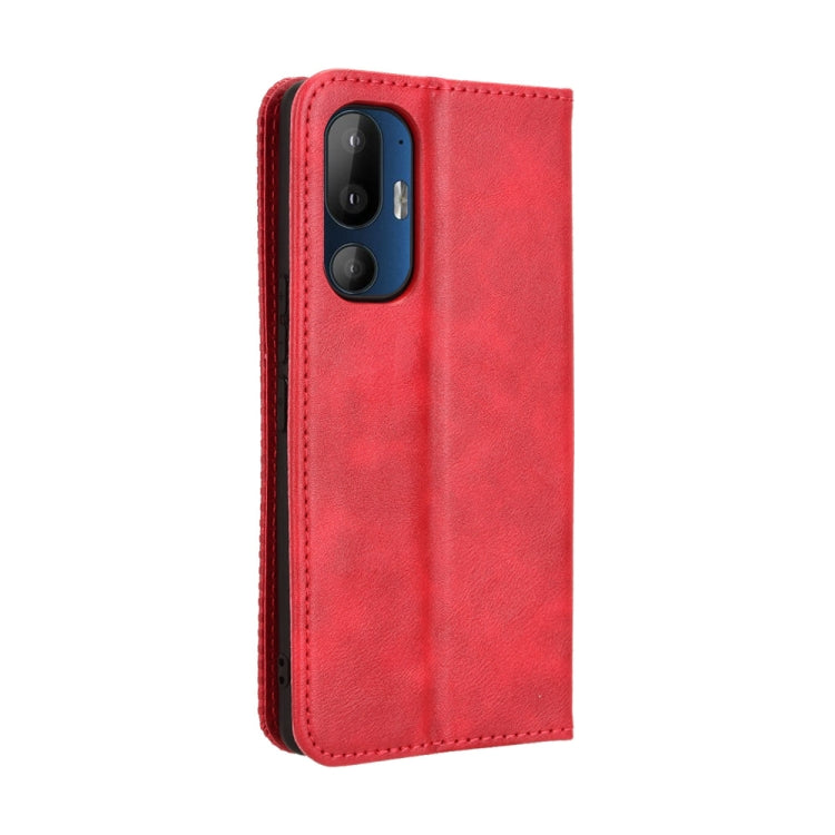 For HTC U24 Pro Magnetic Buckle Retro Texture Leather Phone Case