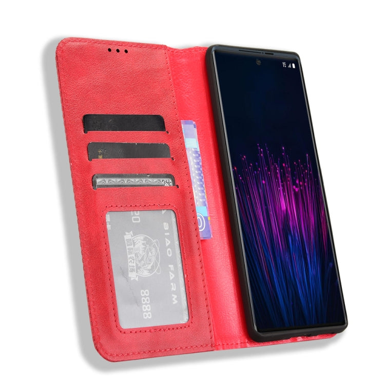 For HTC U24 Pro Magnetic Buckle Retro Texture Leather Phone Case