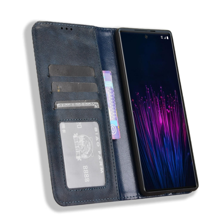 For HTC U24 Pro Magnetic Buckle Retro Texture Leather Phone Case