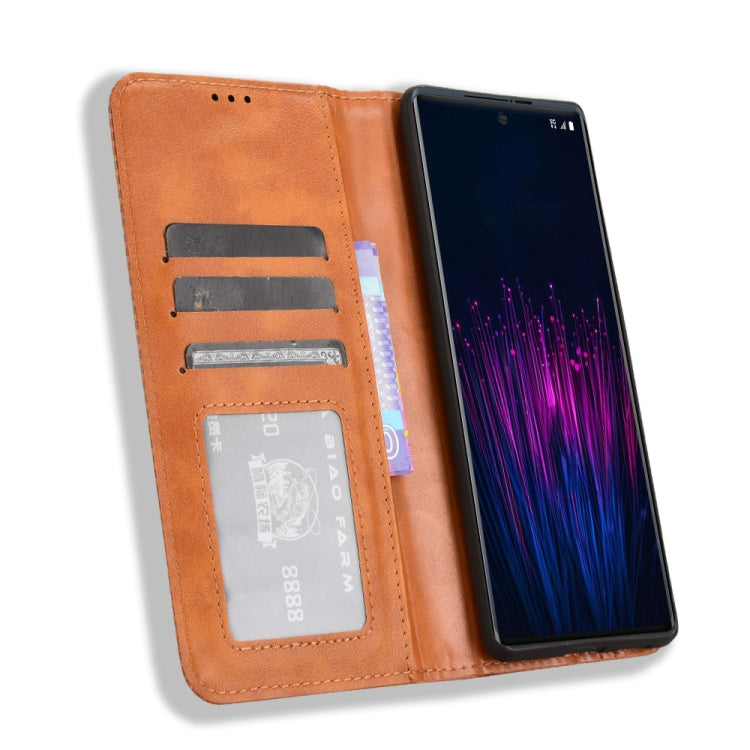 For HTC U24 Pro Magnetic Buckle Retro Texture Leather Phone Case