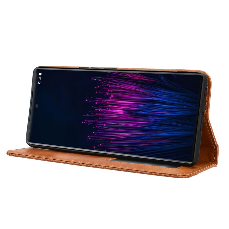 For HTC U24 Pro Magnetic Buckle Retro Texture Leather Phone Case