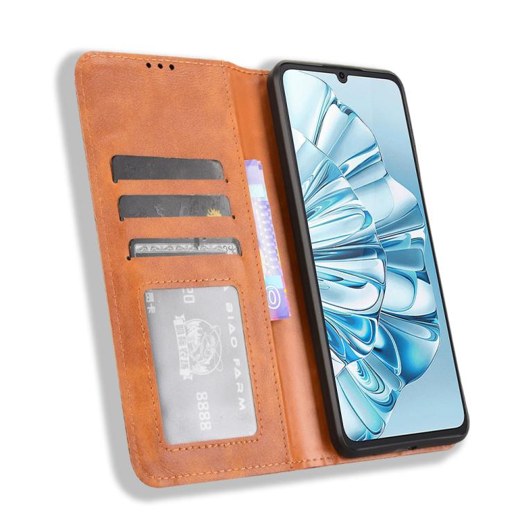 For Cubot A20 Magnetic Buckle Retro Texture Leather Phone Case
