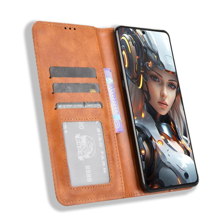 For Cubot Max 5 Magnetic Buckle Retro Texture Leather Phone Case