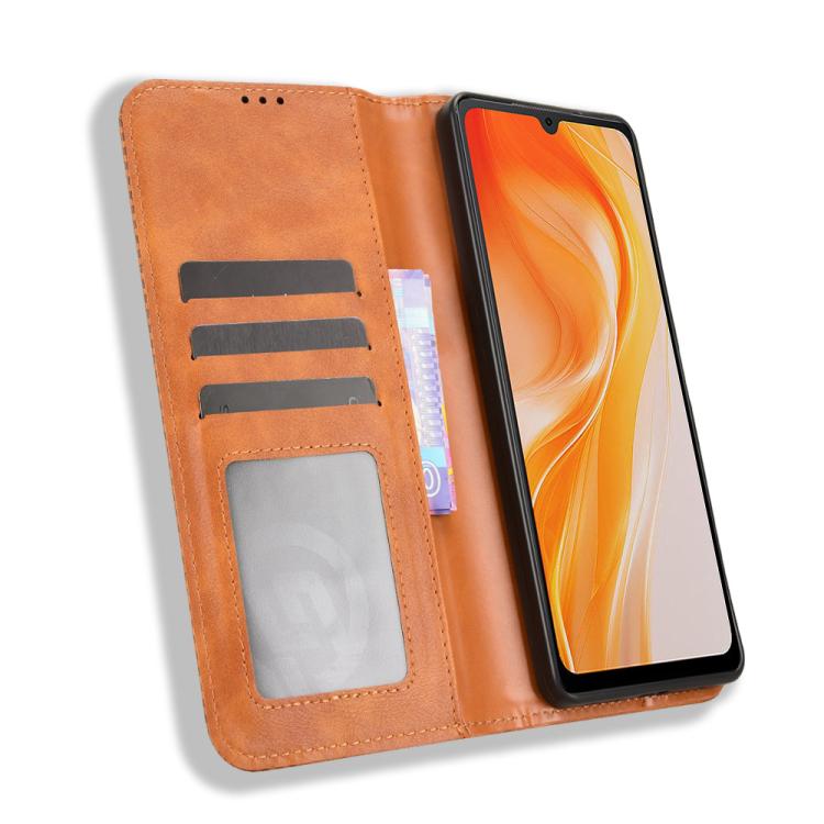 For Cubot P90 Magnetic Buckle Retro Texture Leather Phone Case