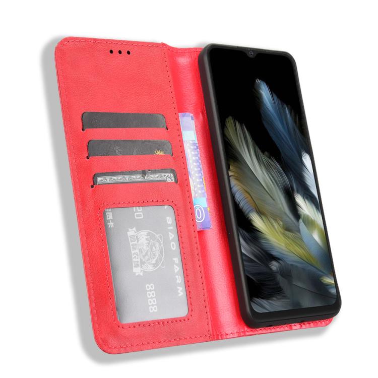 For Blackview Wave 8 / 8C / Oscal Flat 2 Magnetic Buckle Retro Texture Leather Phone Case
