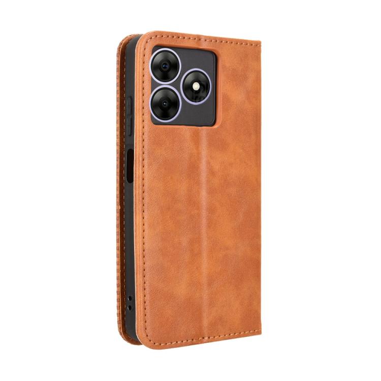For Blackview Wave 8 / 8C / Oscal Flat 2 Magnetic Buckle Retro Texture Leather Phone Case