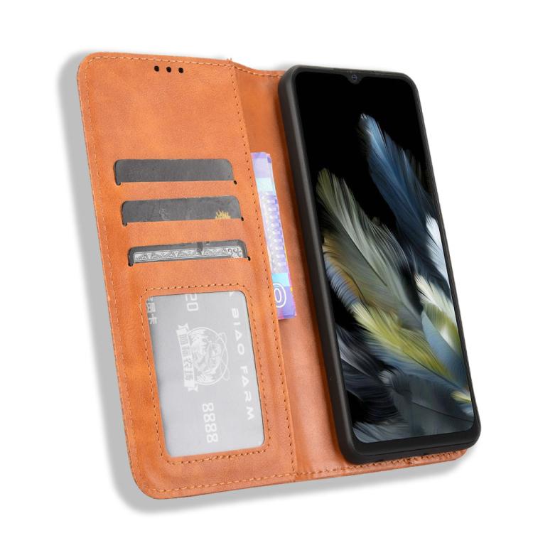 For Blackview Wave 8 / 8C / Oscal Flat 2 Magnetic Buckle Retro Texture Leather Phone Case