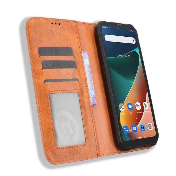For Blackview BV5300 / BV5300 Pro Magnetic Buckle Retro Texture Leather Phone Case