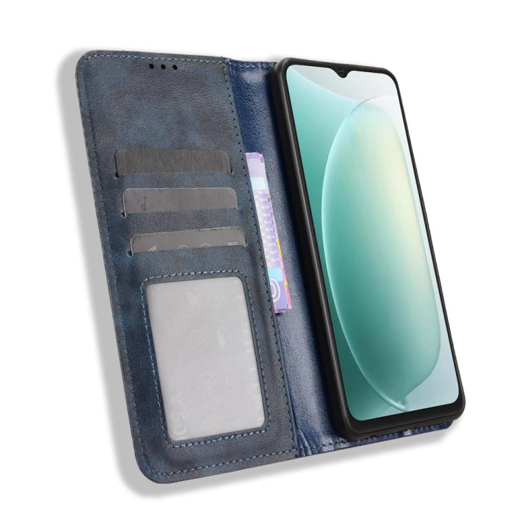 For Blackview Wave 9C Magnetic Buckle Retro Texture Leather Phone Case