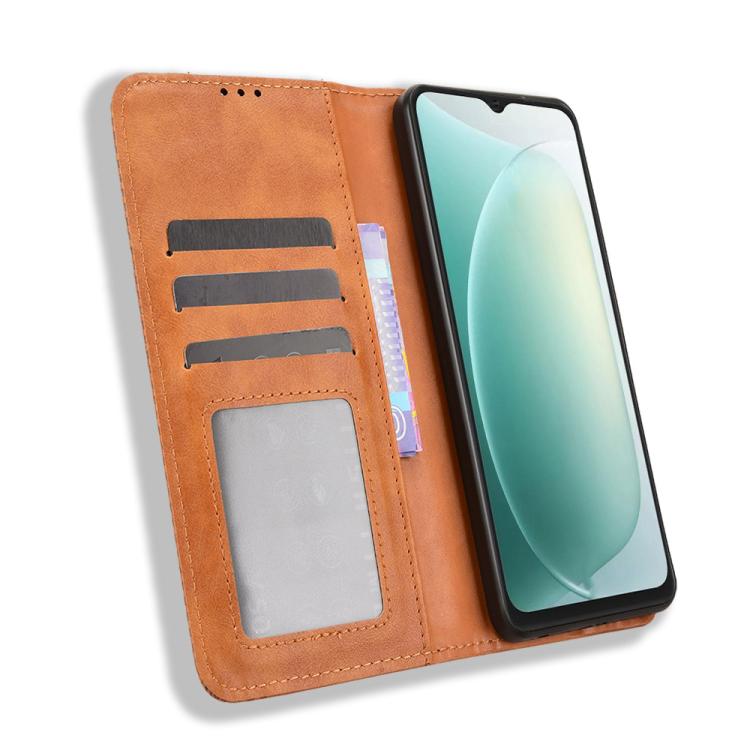 For Blackview Wave 9C Magnetic Buckle Retro Texture Leather Phone Case