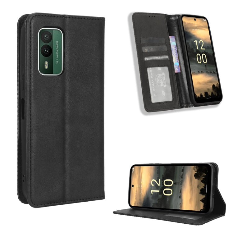 For Nokia XR21 Magnetic Buckle Retro Texture Leather Phone Case