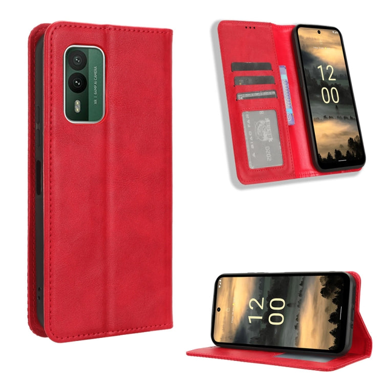 For Nokia XR21 Magnetic Buckle Retro Texture Leather Phone Case