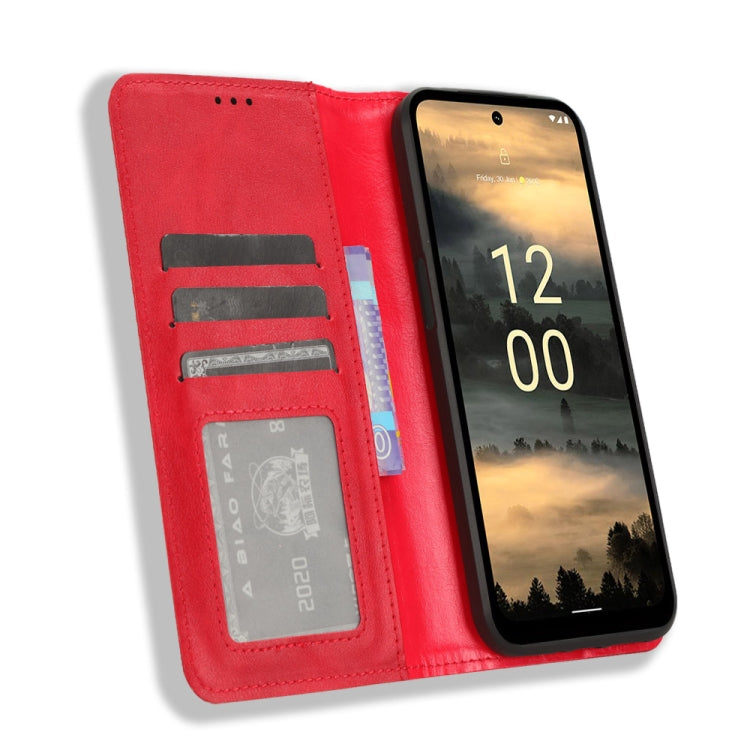 For Nokia XR21 Magnetic Buckle Retro Texture Leather Phone Case