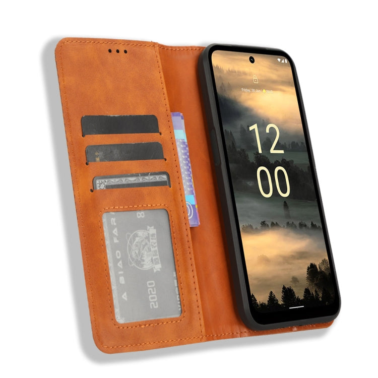 For Nokia XR21 Magnetic Buckle Retro Texture Leather Phone Case