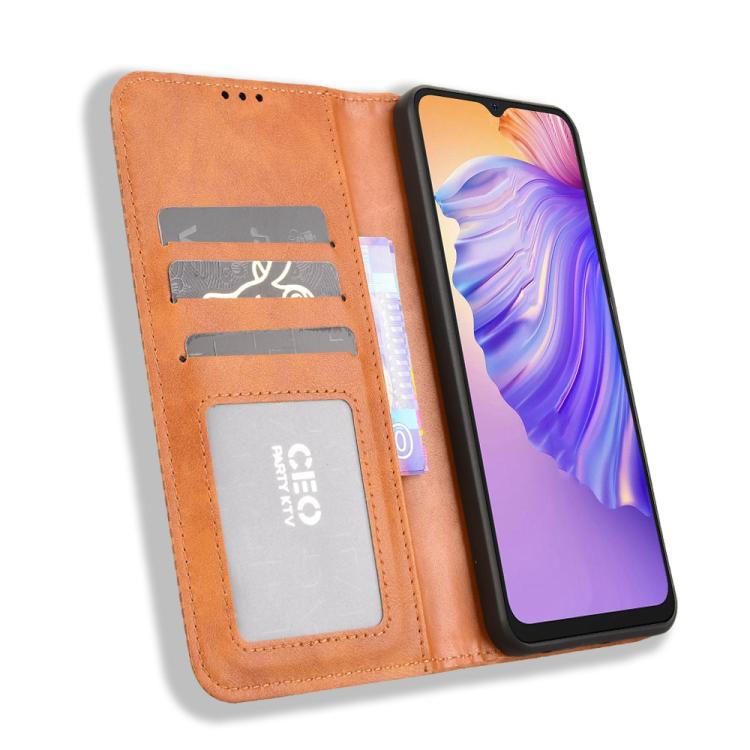 For Ulefone Note 21 Magnetic Buckle Retro Texture Leather Phone Case