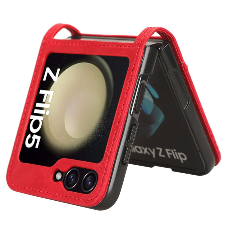 For Samsung Galaxy Z Flip5 Magnetic Buckle Retro Texture Leather Phone Case