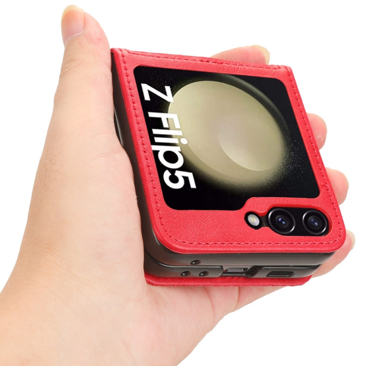 For Samsung Galaxy Z Flip5 Magnetic Buckle Retro Texture Leather Phone Case