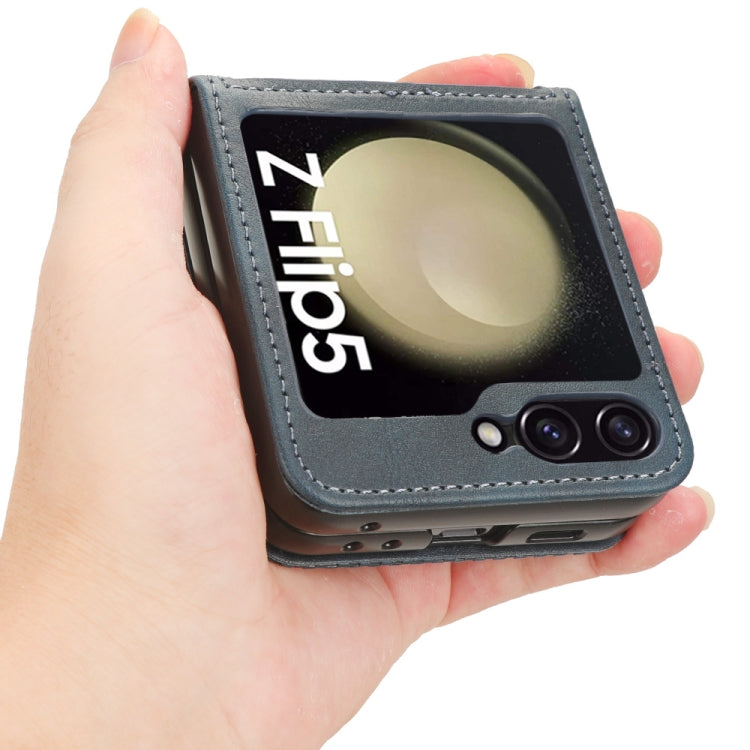 For Samsung Galaxy Z Flip5 Magnetic Buckle Retro Texture Leather Phone Case