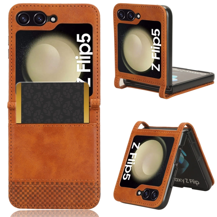 For Samsung Galaxy Z Flip5 Magnetic Buckle Retro Texture Leather Phone Case
