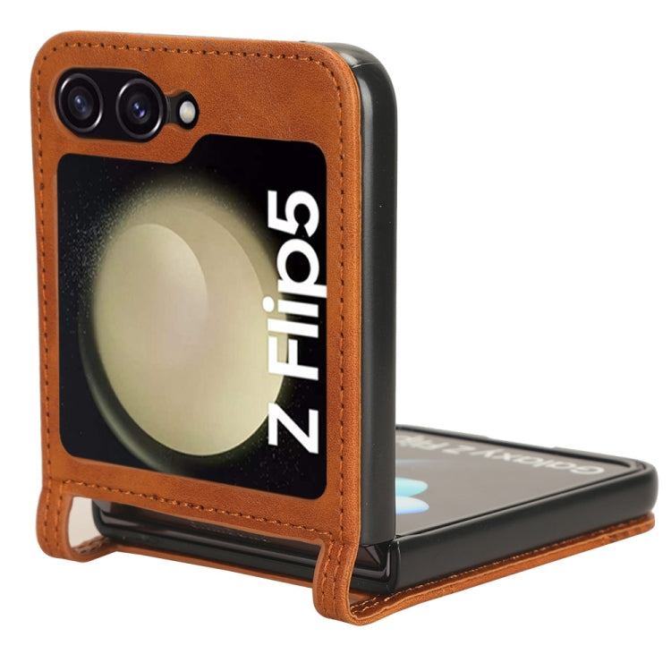 For Samsung Galaxy Z Flip5 Magnetic Buckle Retro Texture Leather Phone Case