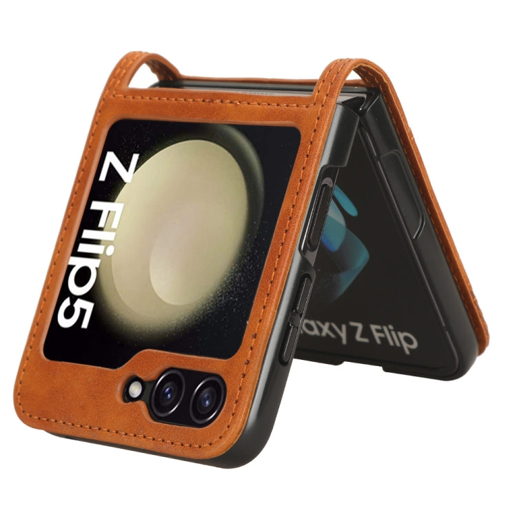 For Samsung Galaxy Z Flip5 Magnetic Buckle Retro Texture Leather Phone Case