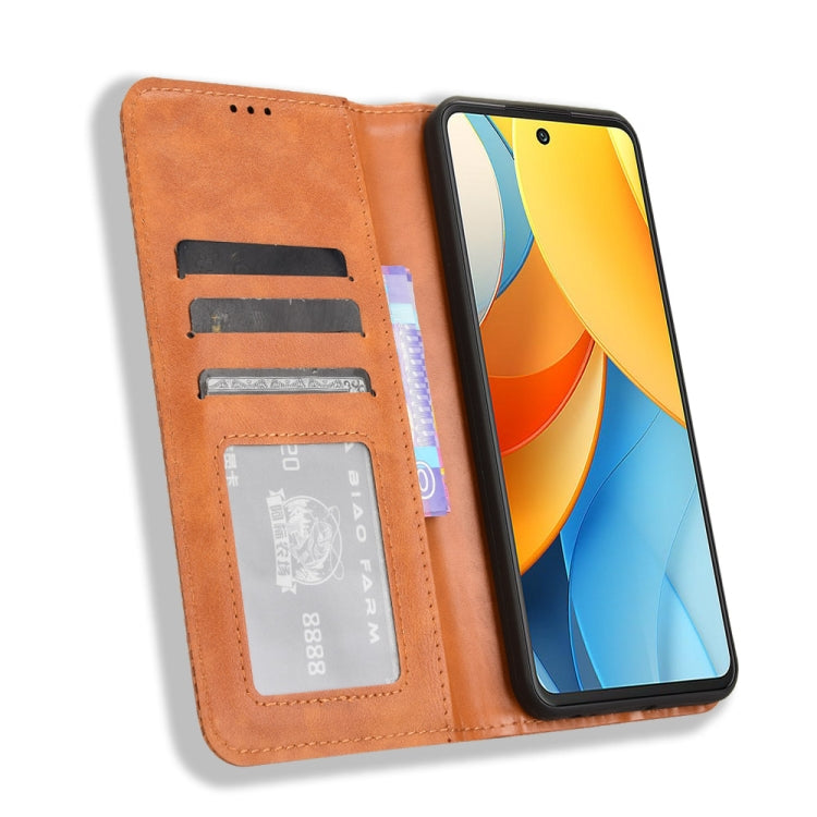 For ZTE Axon 60 Lite / Blade V60 Vita Magnetic Buckle Retro Texture Leather Phone Case