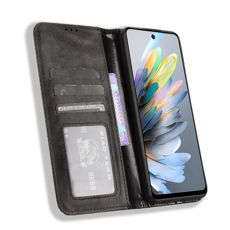For ZTE Blade A75 4G Magnetic Buckle Retro Texture Leather Phone Case