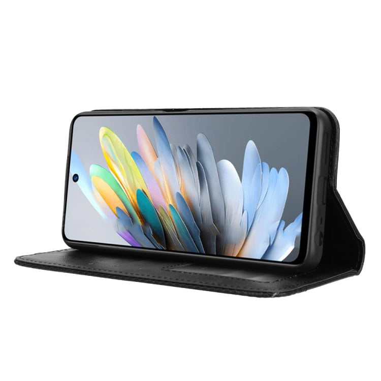 For ZTE Blade A75 4G Magnetic Buckle Retro Texture Leather Phone Case