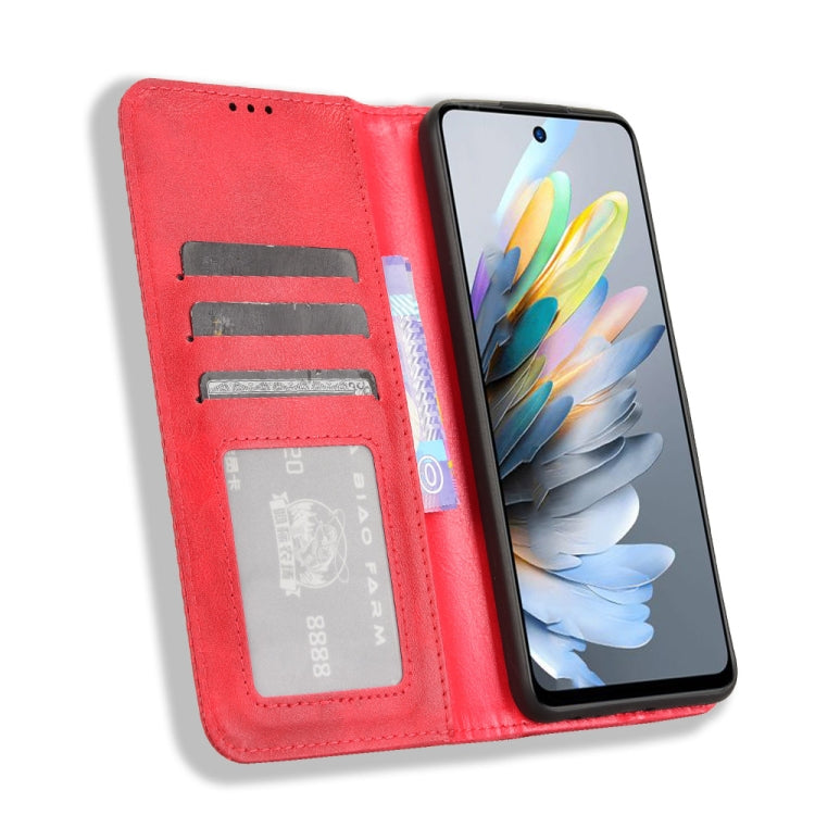 For ZTE Blade A75 4G Magnetic Buckle Retro Texture Leather Phone Case