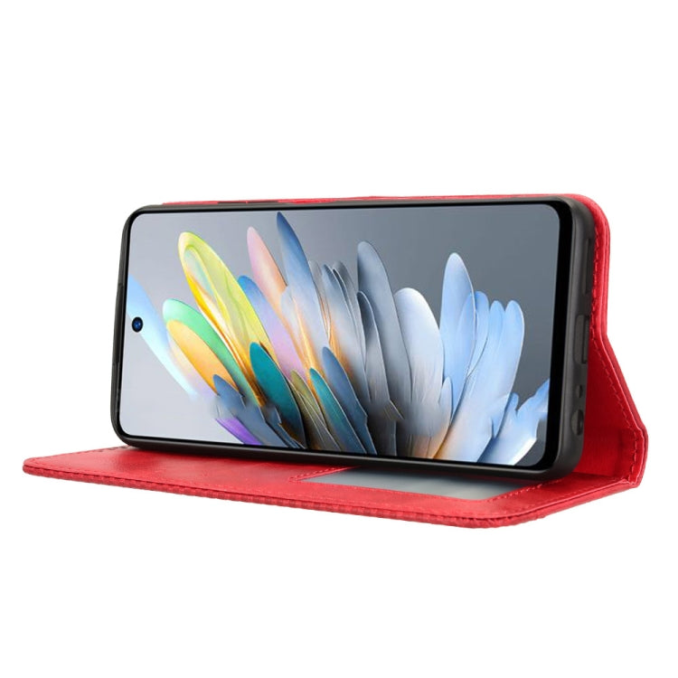 For ZTE Blade A75 4G Magnetic Buckle Retro Texture Leather Phone Case