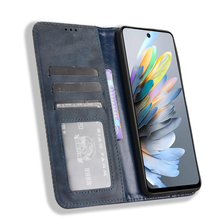 For ZTE Blade A75 4G Magnetic Buckle Retro Texture Leather Phone Case