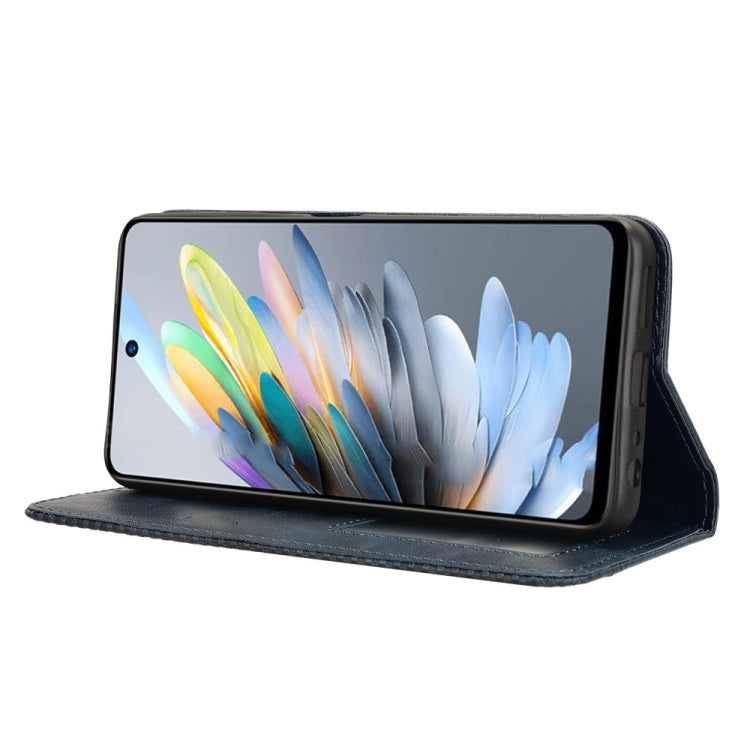 For ZTE Blade A75 4G Magnetic Buckle Retro Texture Leather Phone Case