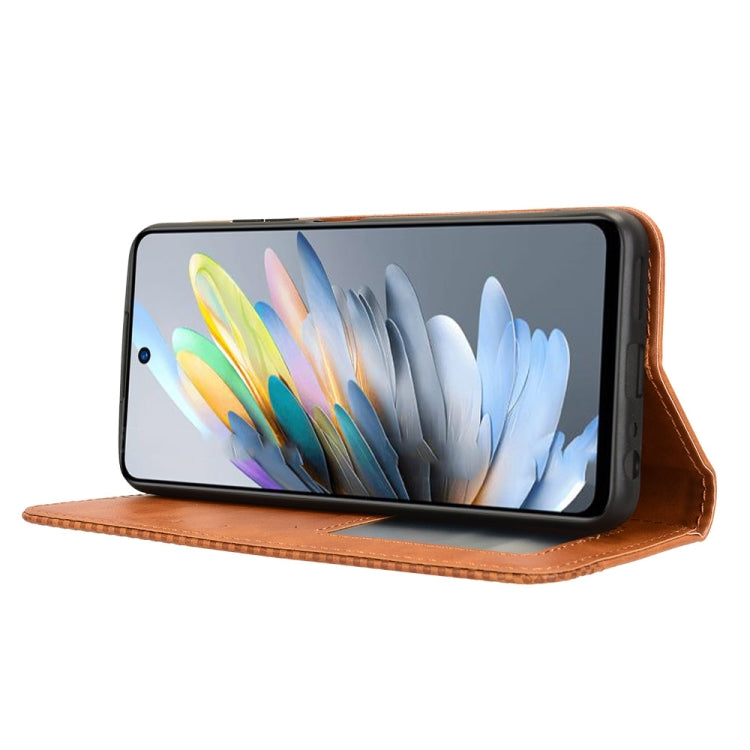 For ZTE Blade A75 4G Magnetic Buckle Retro Texture Leather Phone Case