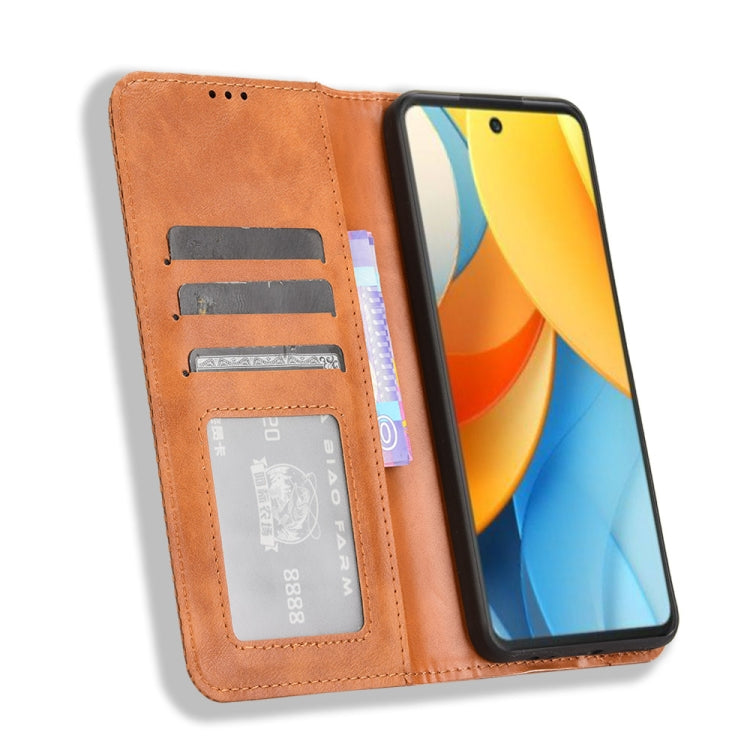 For ZTE Blade V60 Design Magnetic Buckle Retro Texture Leather Phone Case