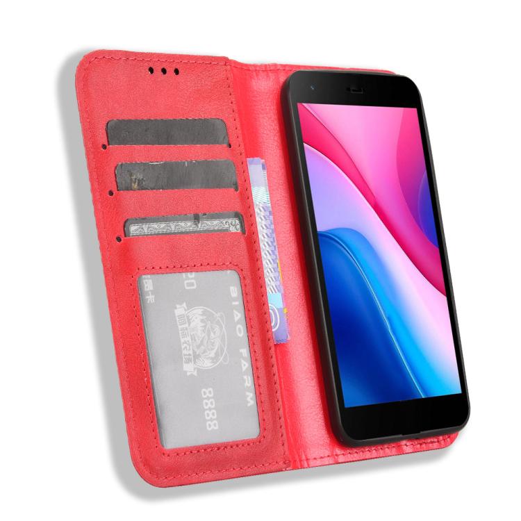 For ZTE Blade A35 Lite Magnetic Buckle Retro Texture Leather Phone Case