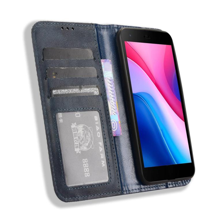 For ZTE Blade A35 Lite Magnetic Buckle Retro Texture Leather Phone Case