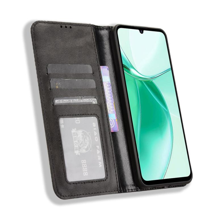 For ZTE Blade A35 Magnetic Buckle Retro Texture Leather Phone Case