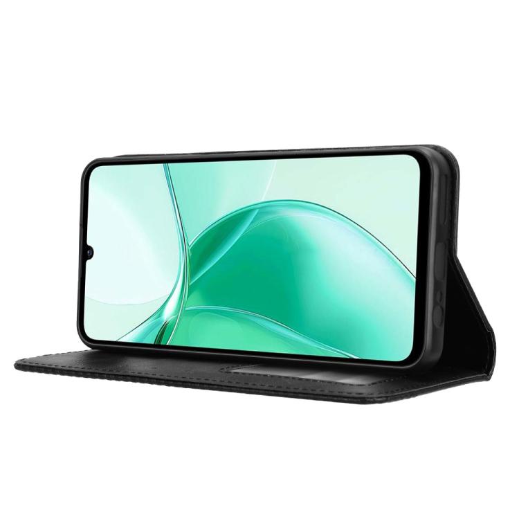For ZTE Blade A35 Magnetic Buckle Retro Texture Leather Phone Case