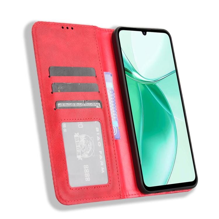For ZTE Blade A35 Magnetic Buckle Retro Texture Leather Phone Case