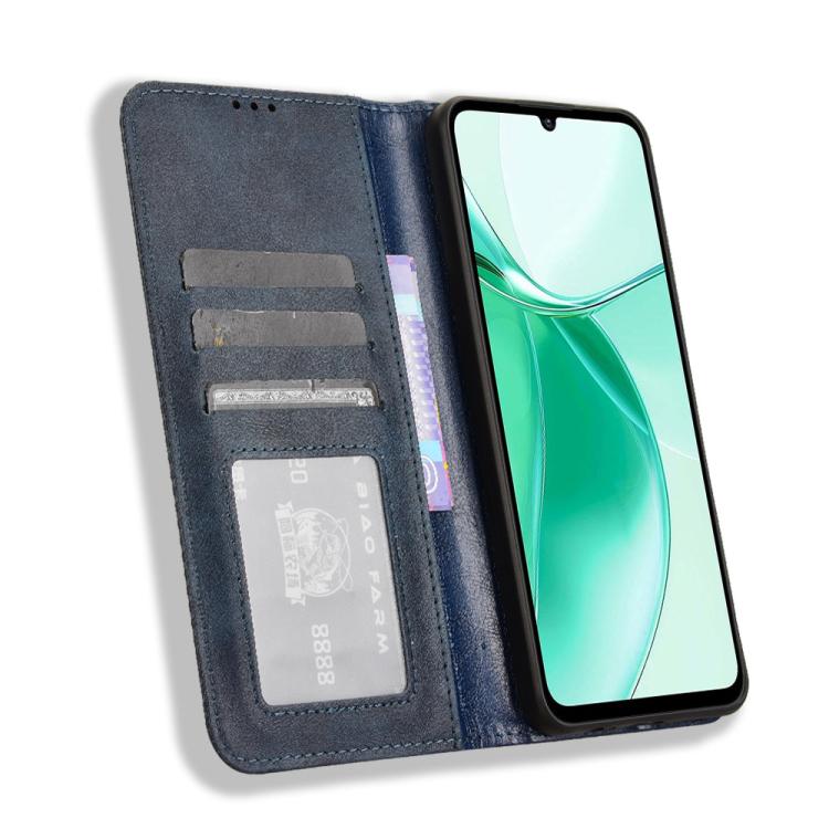 For ZTE Blade A35 Magnetic Buckle Retro Texture Leather Phone Case