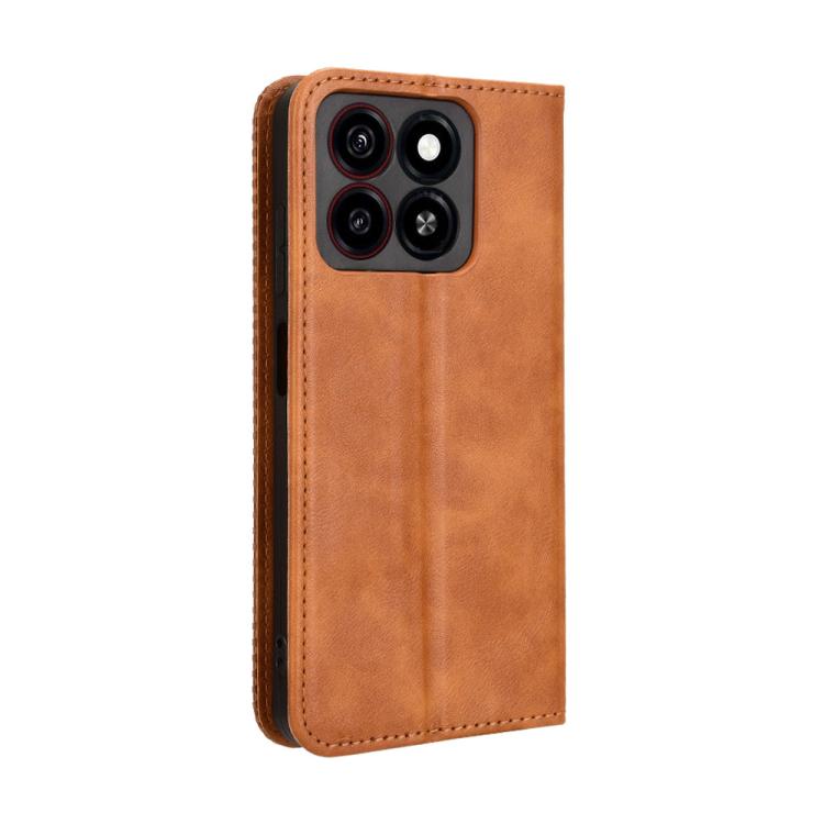 For ZTE Blade A35 Magnetic Buckle Retro Texture Leather Phone Case