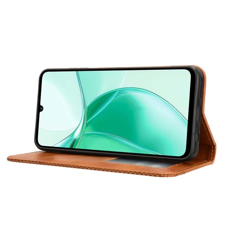 For ZTE Blade A35 Magnetic Buckle Retro Texture Leather Phone Case