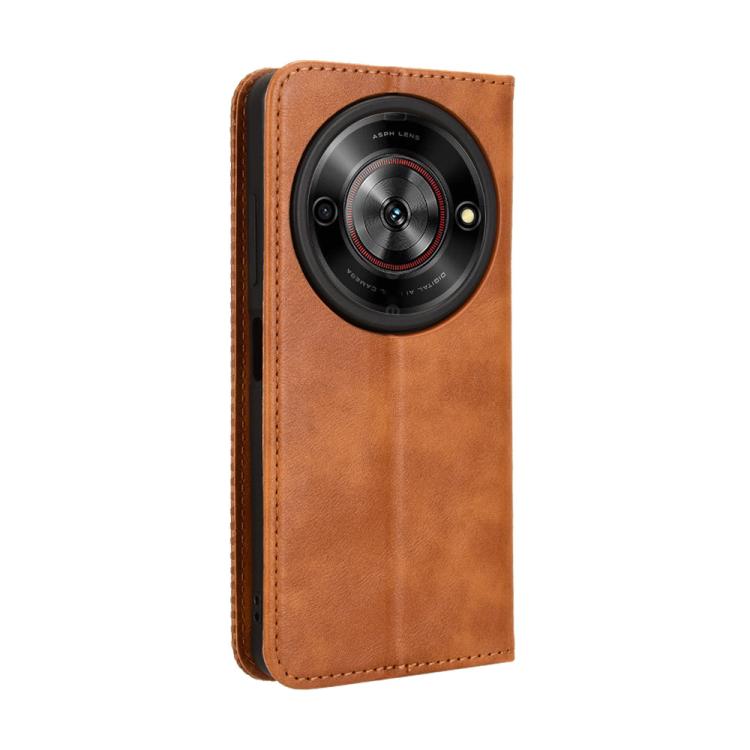 For ZTE Blade A75 5G Magnetic Buckle Retro Texture Leather Phone Case