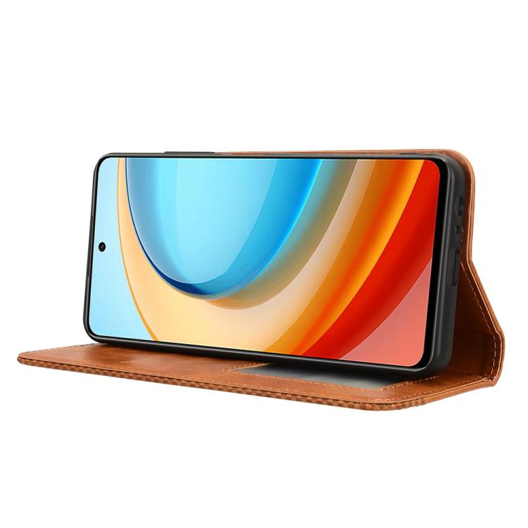 For ZTE Blade A75 5G Magnetic Buckle Retro Texture Leather Phone Case