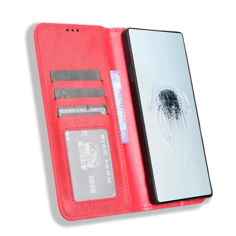 For ZTE nubia Red Magic 10 Pro / 10 Pro+ Magnetic Buckle Retro Texture Leather Phone Case