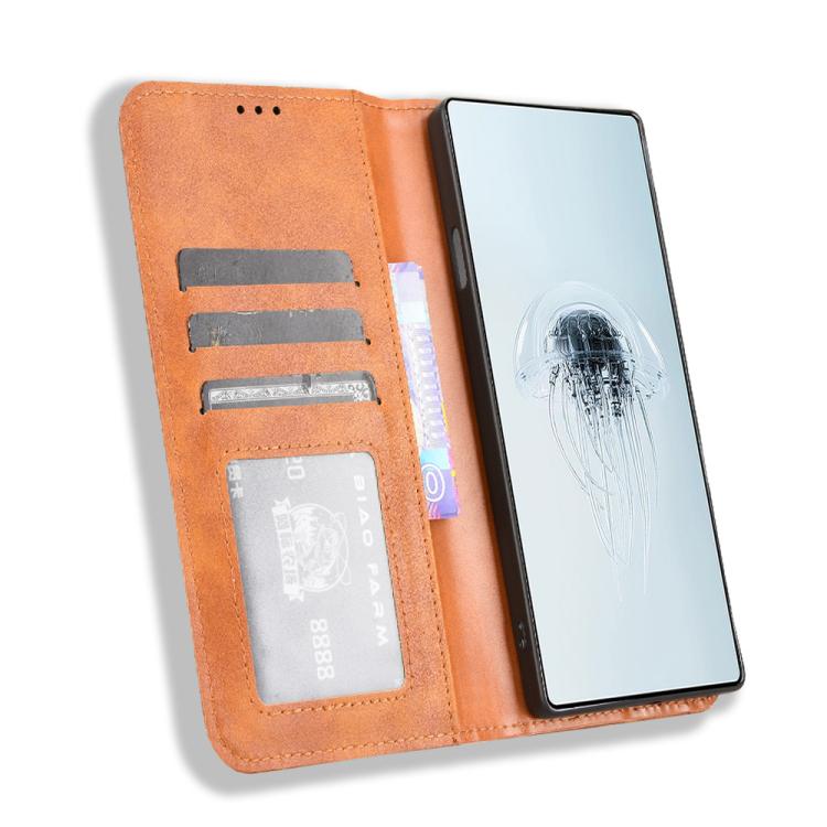For ZTE nubia Red Magic 10 Pro / 10 Pro+ Magnetic Buckle Retro Texture Leather Phone Case