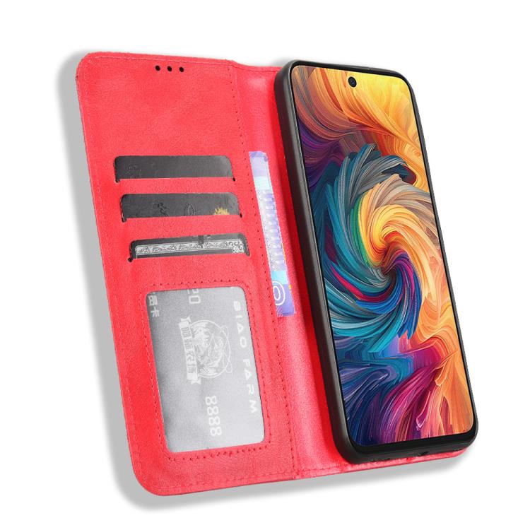 For ZTE Blade V70 4G Magnetic Buckle Retro Texture Leather Phone Case